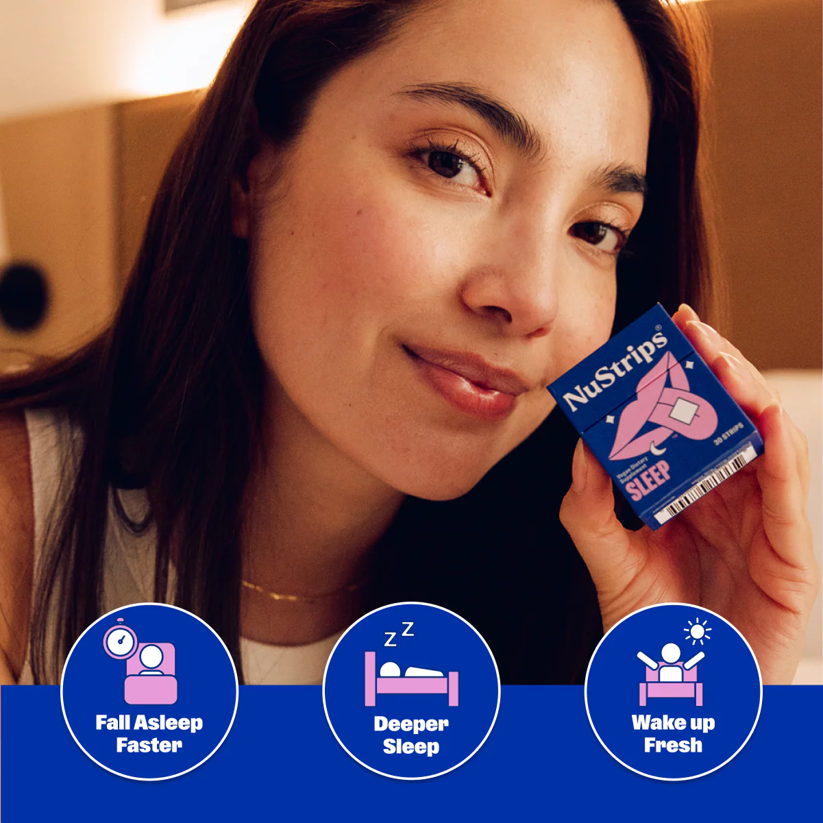 Melatonin sleep strips, fall asleep faster, deeper sleep, wake up fresh